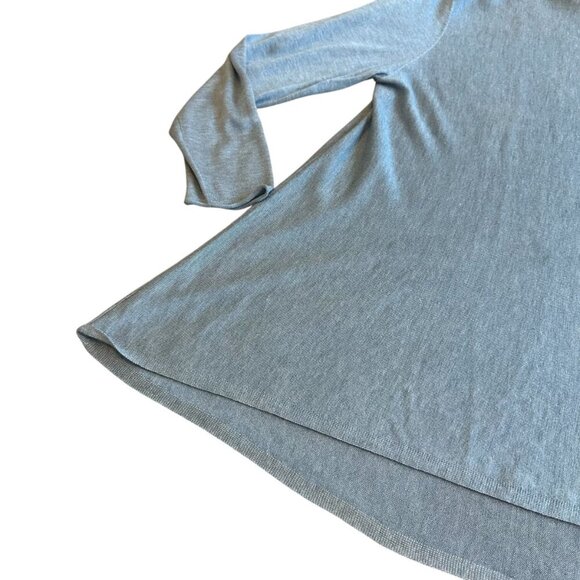 Eileen Fisher Blue Turtleneck Stretch Tunic Mini Dress Wool Blend Size Large - Picture 5 of 13